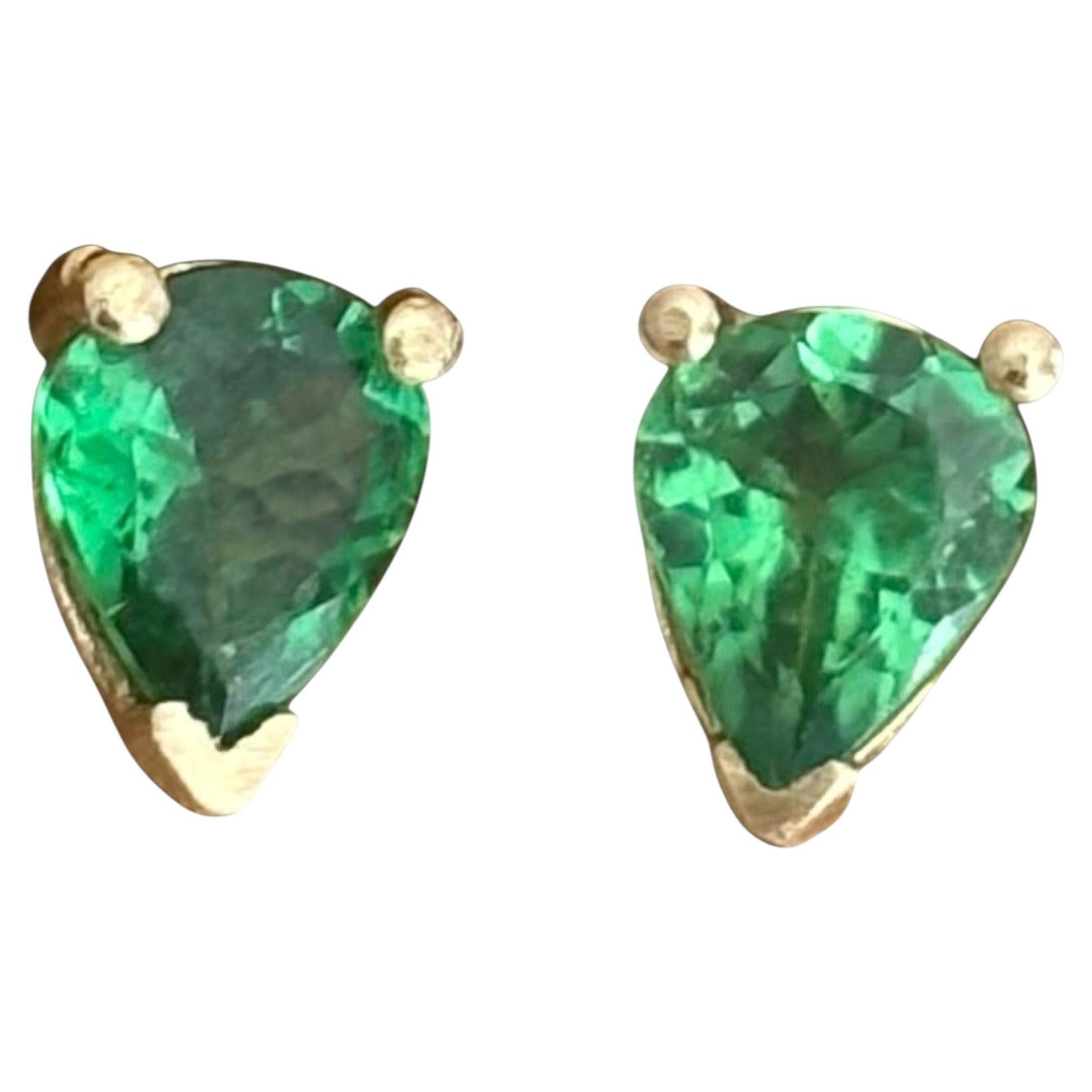 Tsavorite Pear Drop Stud Earrings with 14k Gold For Sale