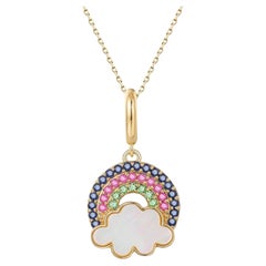 Tsavorite Pink Sapphire 14K (or 18k upon request) Yellow Gold Pendant Necklace