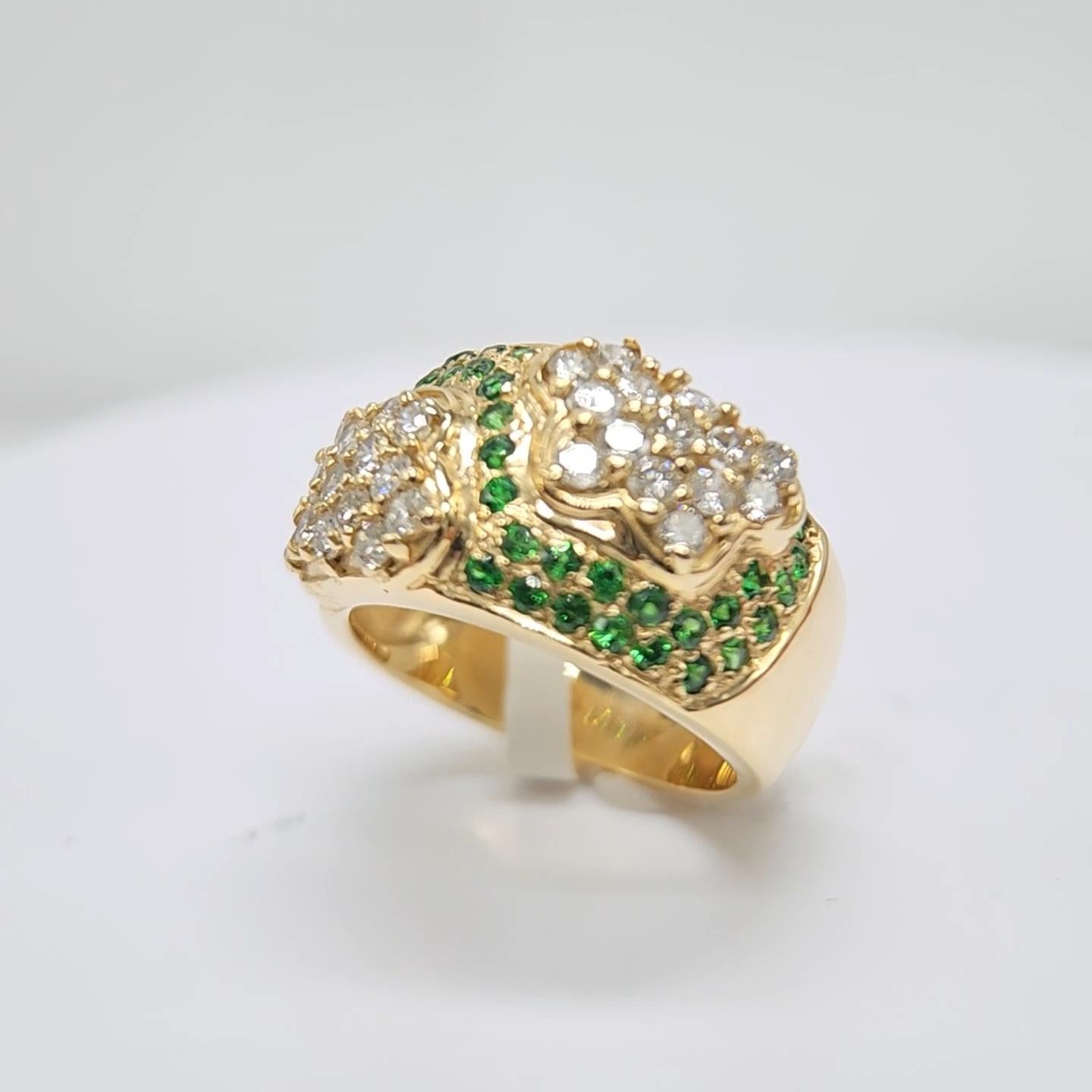 Tsavorit-Ring aus 14 Karat Gelbgold und Diamanten im Angebot 7