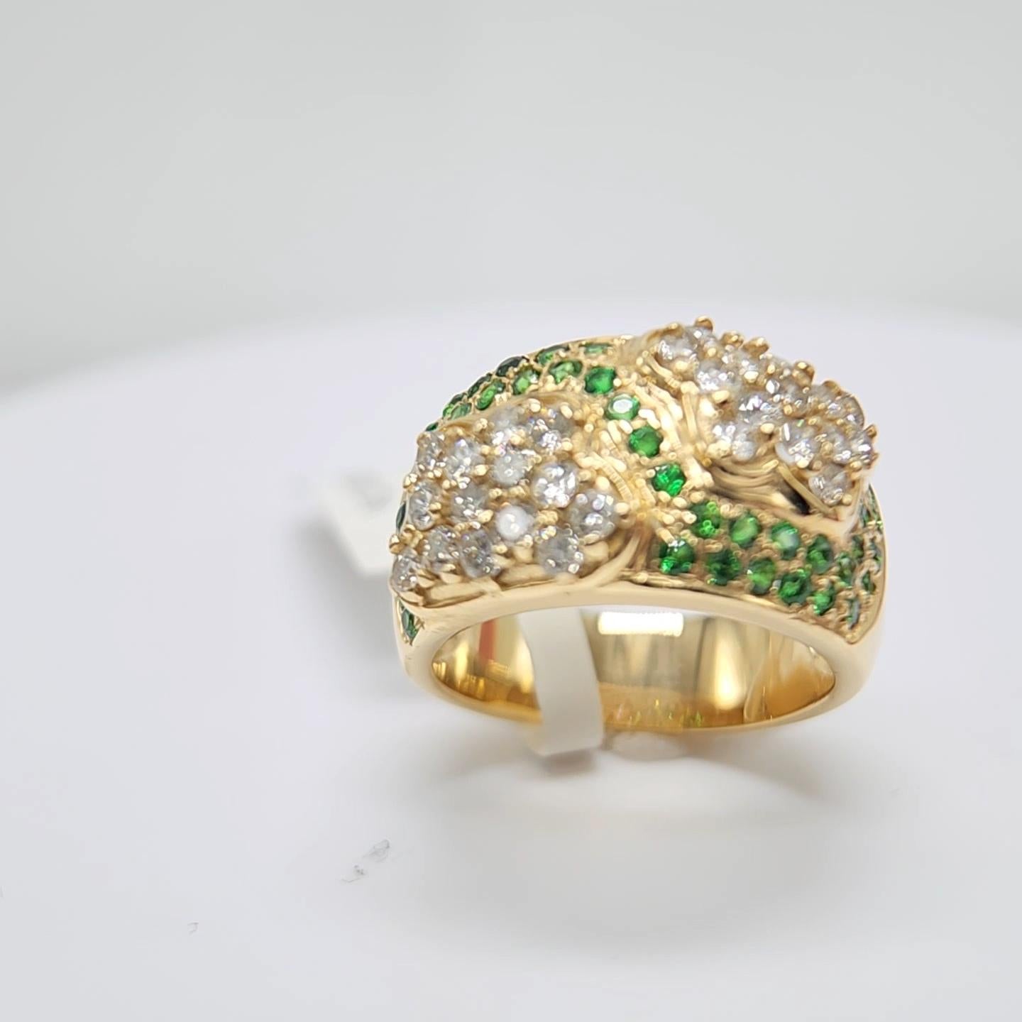 Tsavorit-Ring aus 14 Karat Gelbgold und Diamanten im Angebot 8