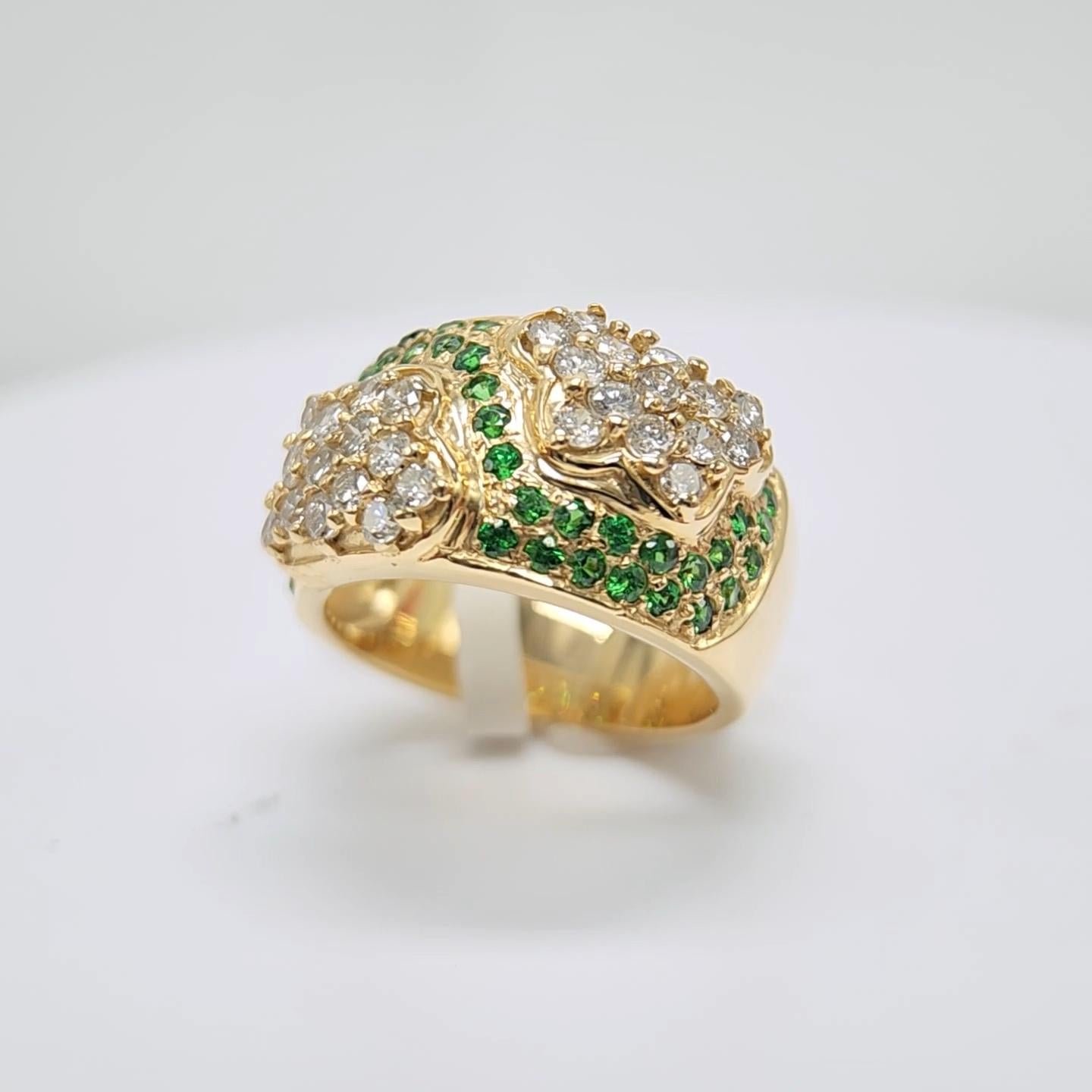 Tsavorit-Ring aus 14 Karat Gelbgold und Diamanten im Angebot 10