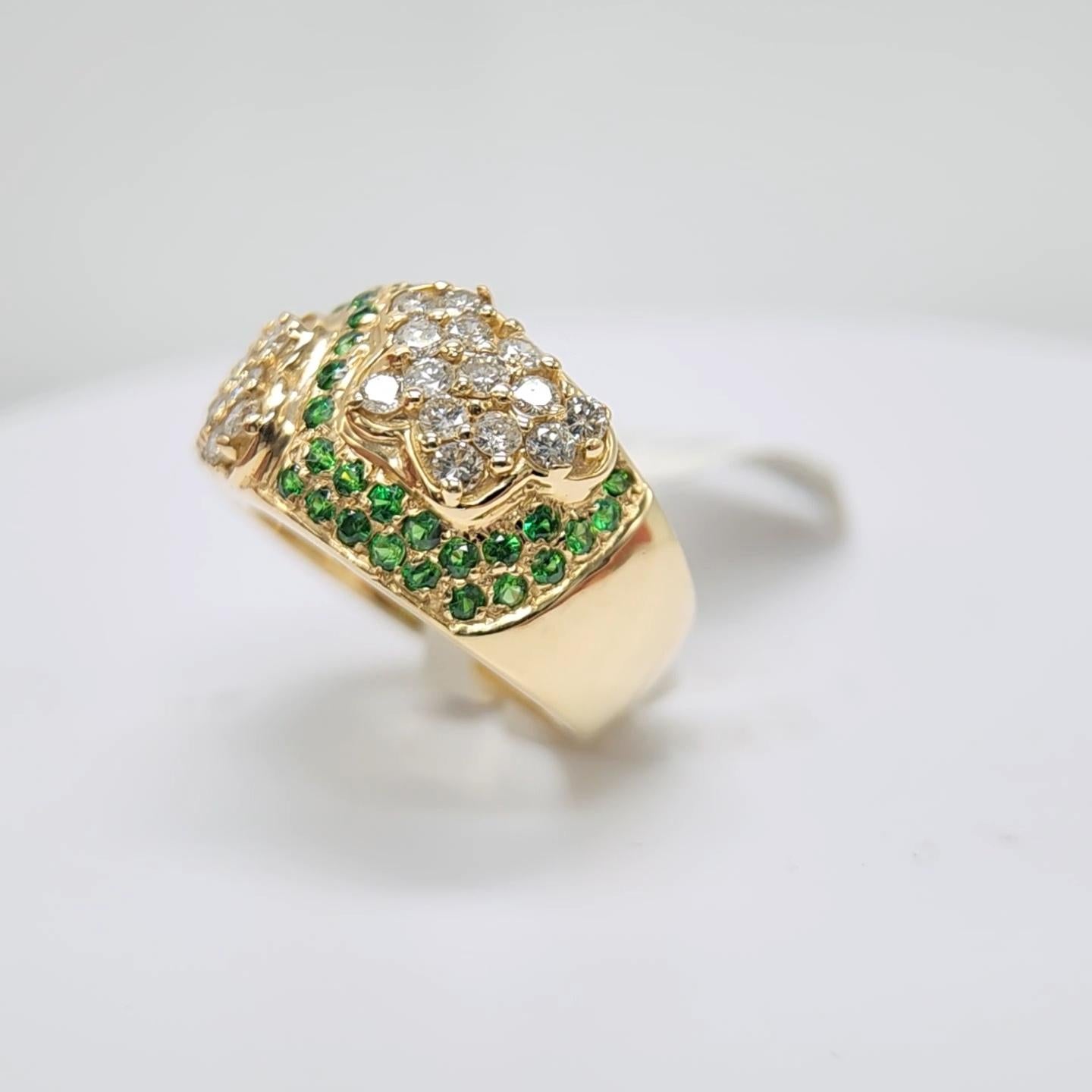 Tsavorit-Ring aus 14 Karat Gelbgold und Diamanten im Angebot 11