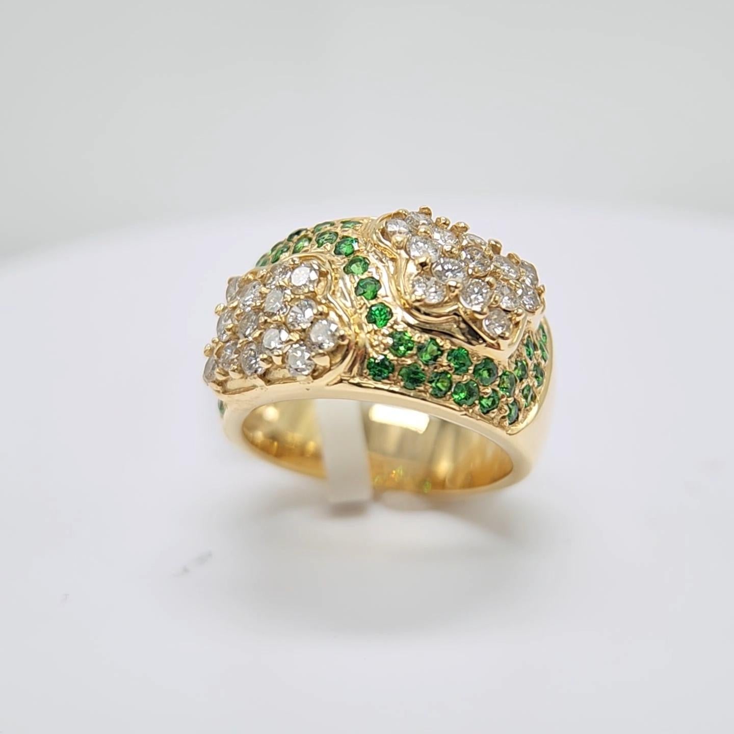 Tsavorit-Ring aus 14 Karat Gelbgold und Diamanten im Angebot 12