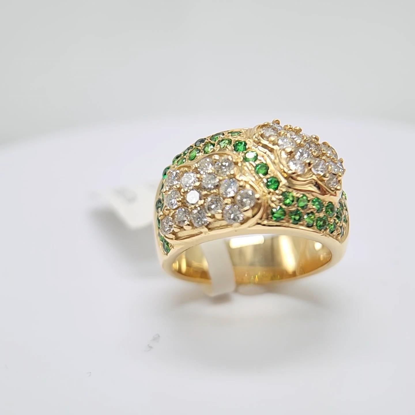 Tsavorit-Ring aus 14 Karat Gelbgold und Diamanten im Angebot 13