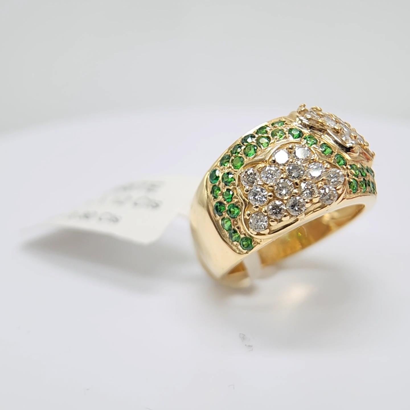 Tsavorit-Ring aus 14 Karat Gelbgold und Diamanten im Angebot 14
