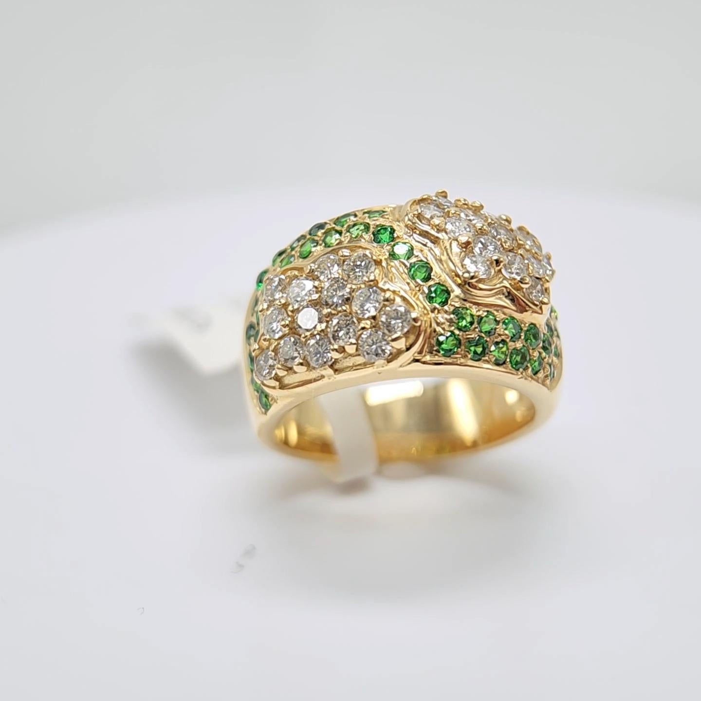 Tsavorit-Ring aus 14 Karat Gelbgold und Diamanten im Angebot 15