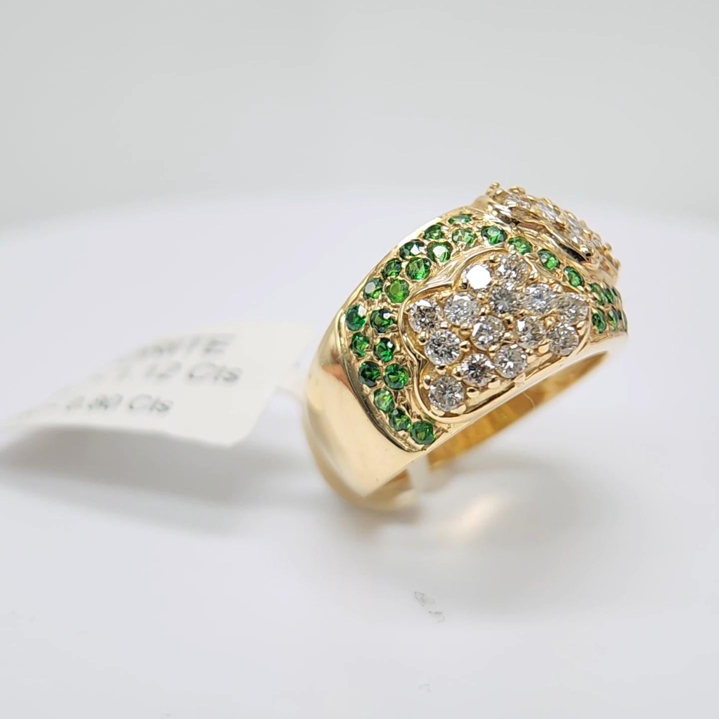 Tsavorit-Ring aus 14 Karat Gelbgold und Diamanten im Angebot 2