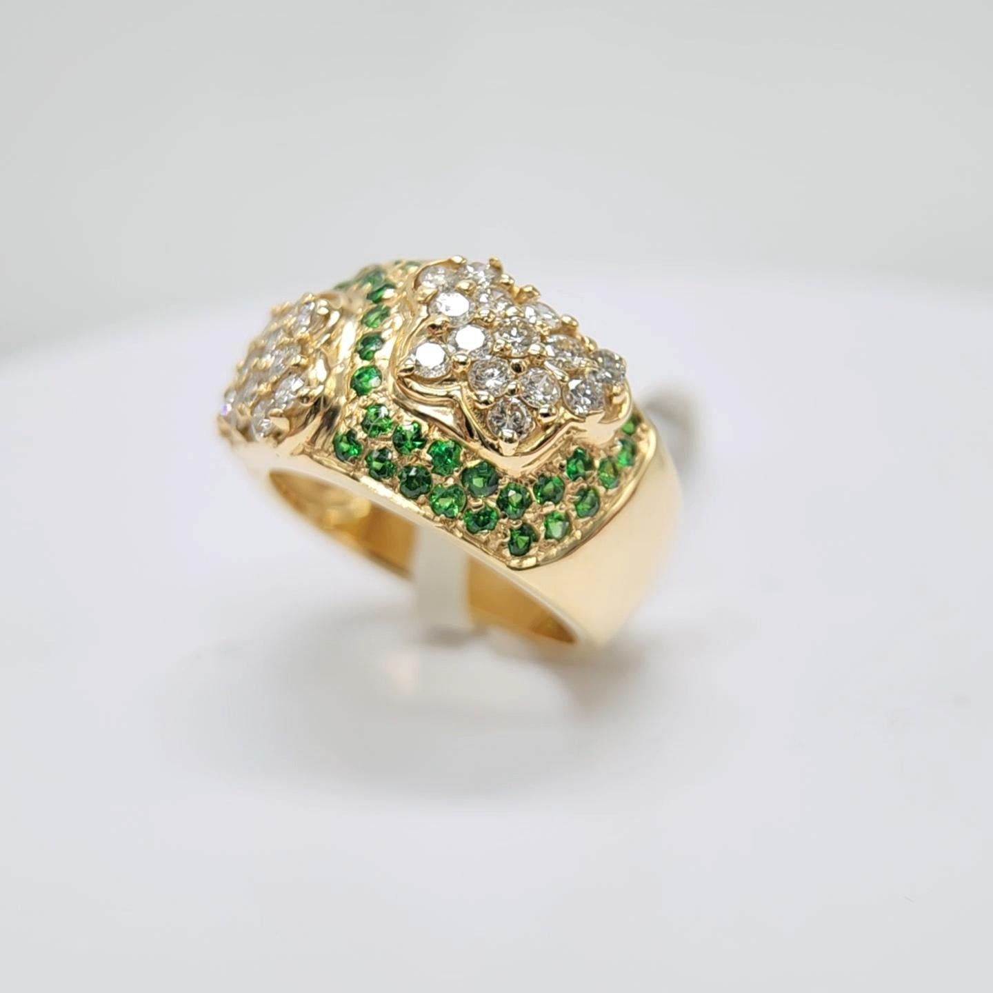 Tsavorit-Ring aus 14 Karat Gelbgold und Diamanten im Angebot 4
