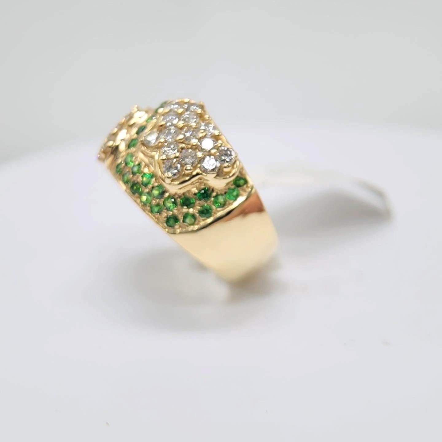 Tsavorit-Ring aus 14 Karat Gelbgold und Diamanten im Angebot 5