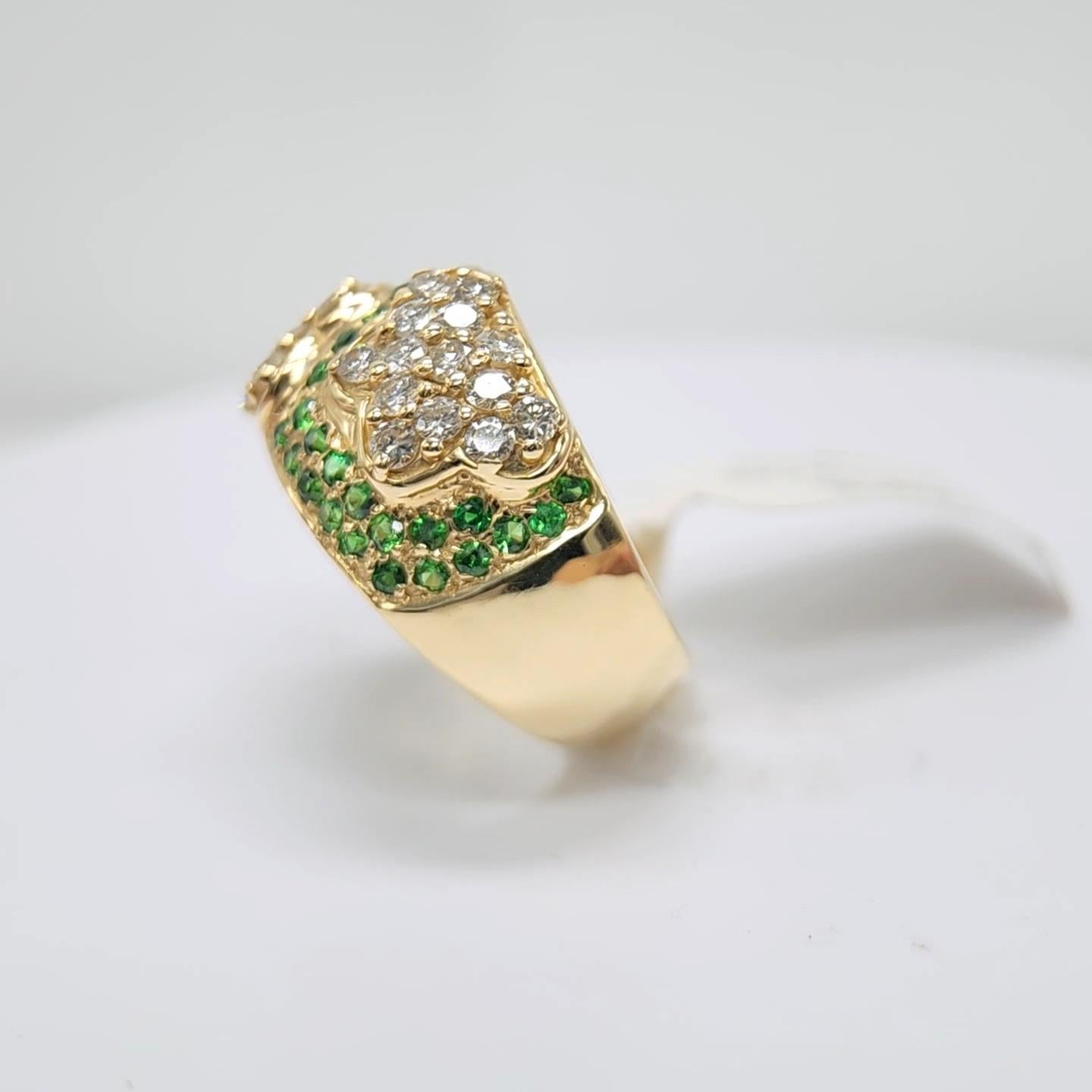 Tsavorit-Ring aus 14 Karat Gelbgold und Diamanten im Angebot 6