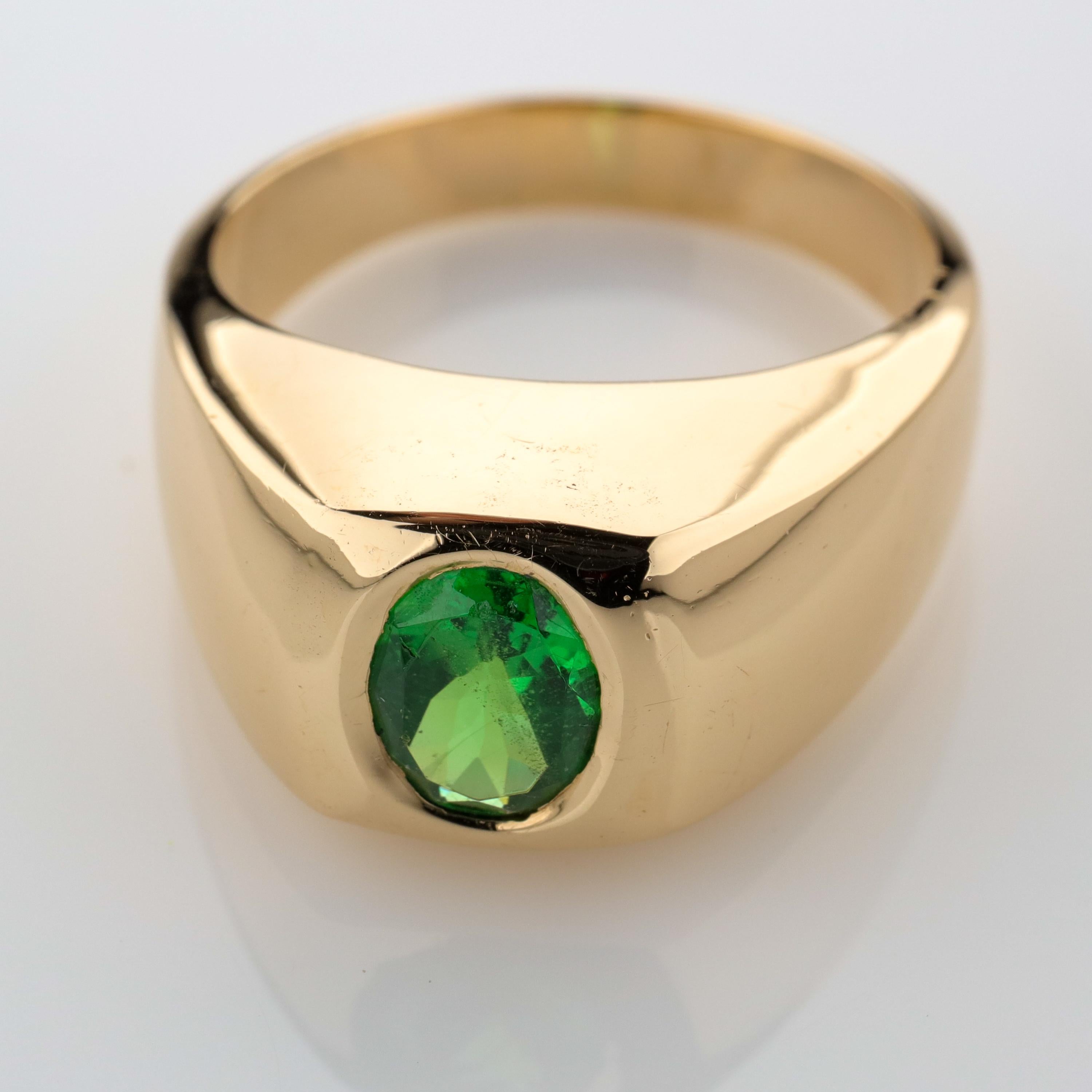 Contemporary Men's Gold Ring with Tsavorite Garnet