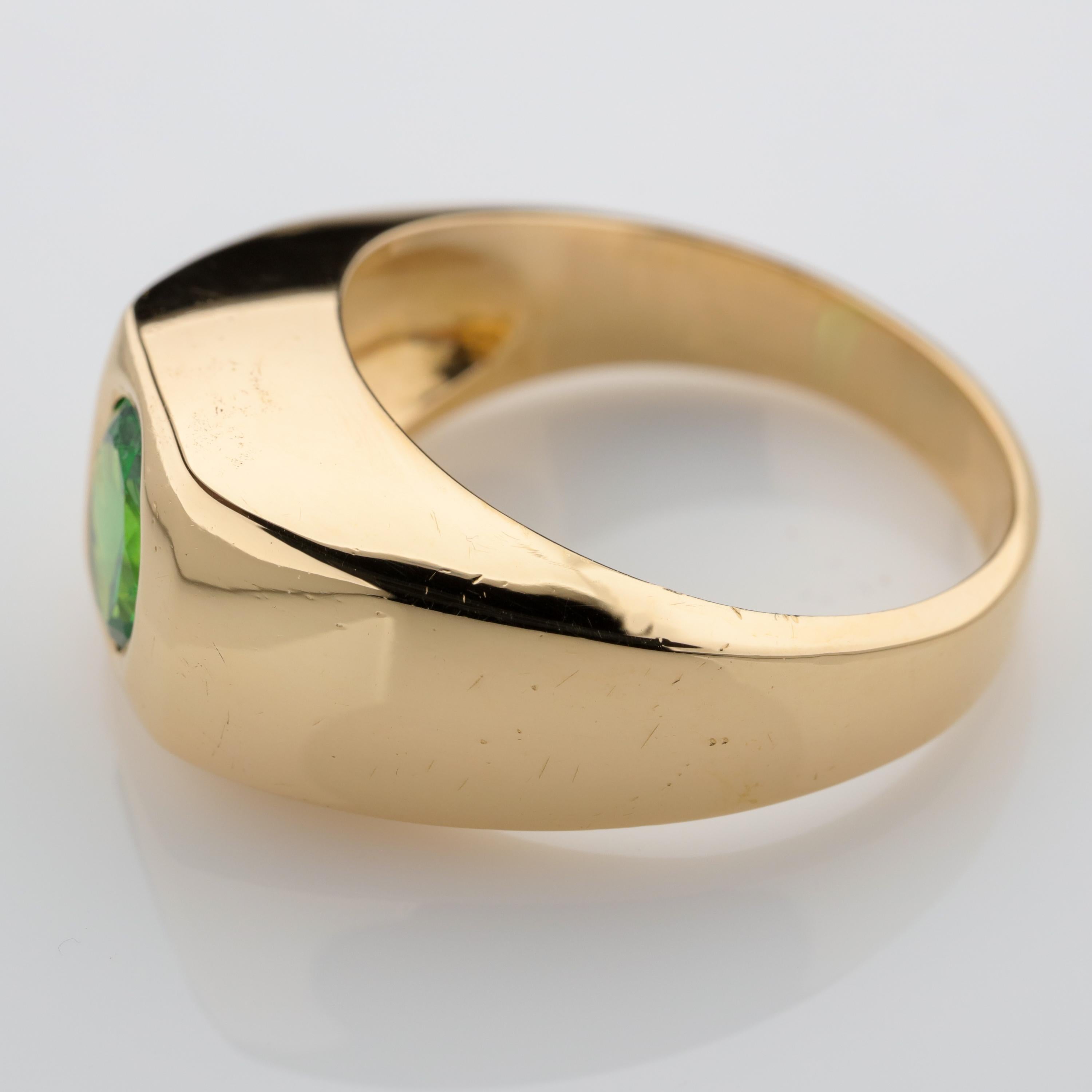 Oval Cut Men's Gold Ring with Tsavorite Garnet