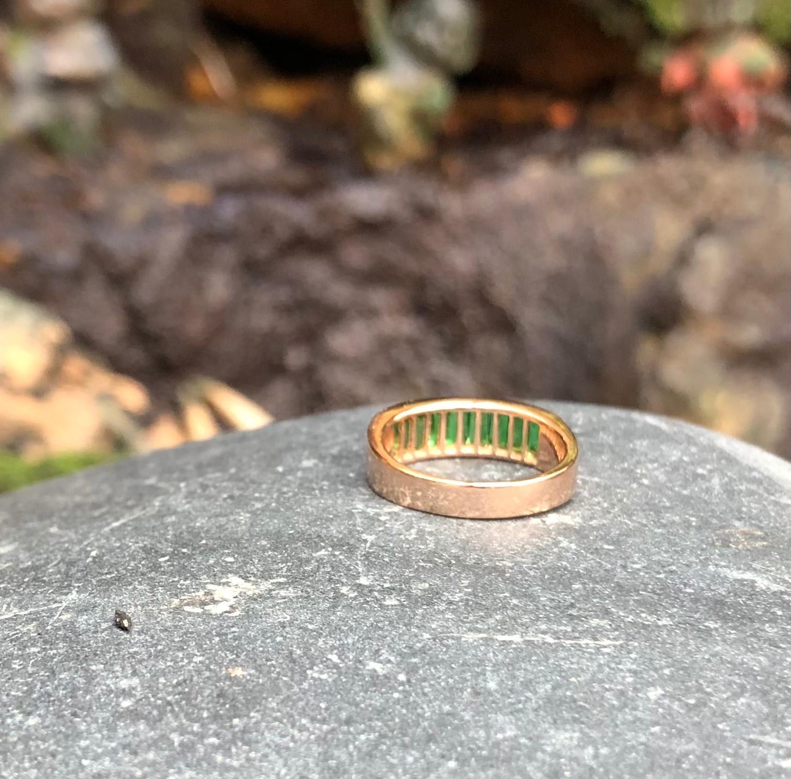 Tsavorite Ring Set in 18 Karat Rose Gold Settings For Sale 2