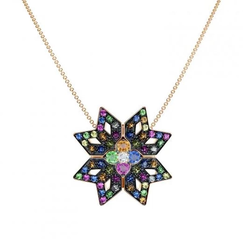 Collana in oro 14k con zaffiro tsavorite e rubino multisapphire per lei In condizioni Nuovo in vendita a Genève, GE