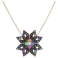 Tsavorite Saphir Rubis Multisaphir Rose Collier en or 14k pour Elle