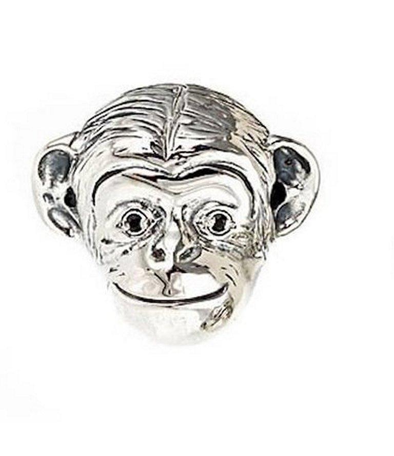 Contemporary Tsavorite Sterling Silver Monkey Head Cufflinks by John Landrum Bryant