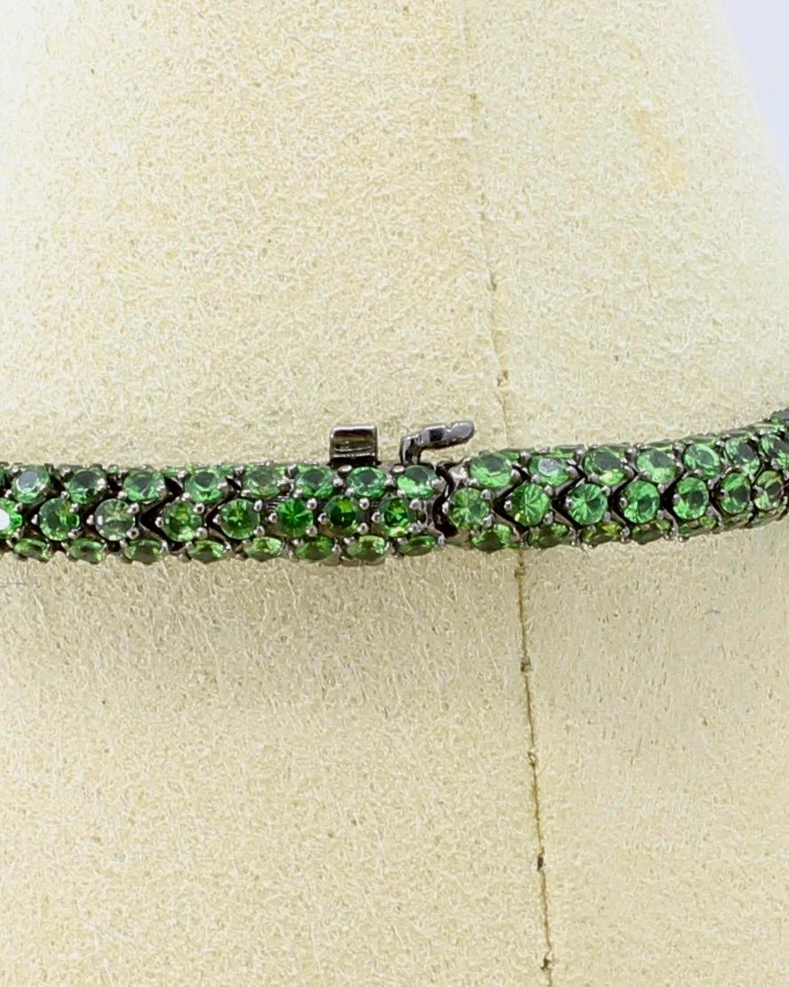 Round Cut Tsavorite Tennis Bracelet By Martin Katz - 18K Black Gold