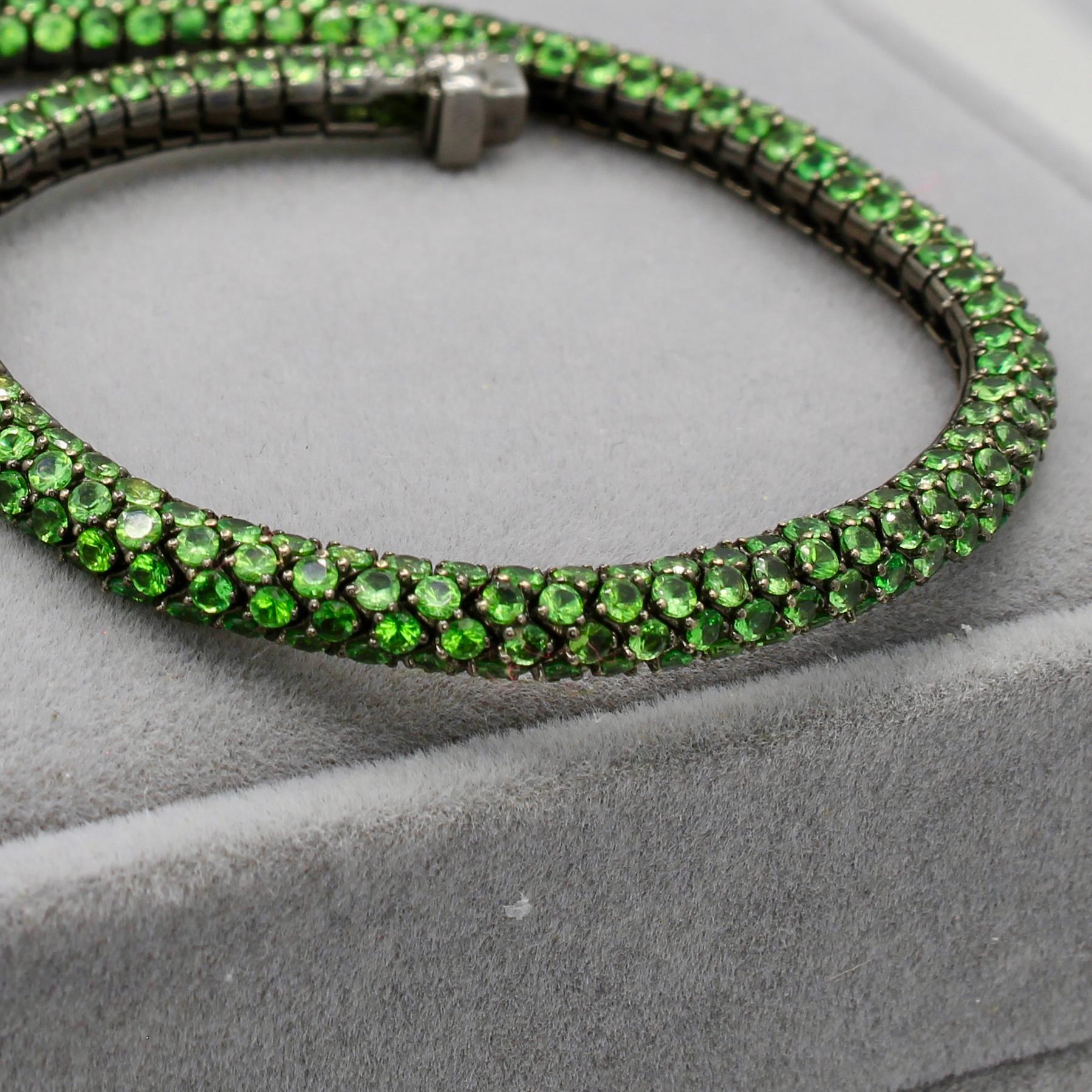Modern Tsavorite Tennis Bracelet By Martin Katz - 18K Black Gold