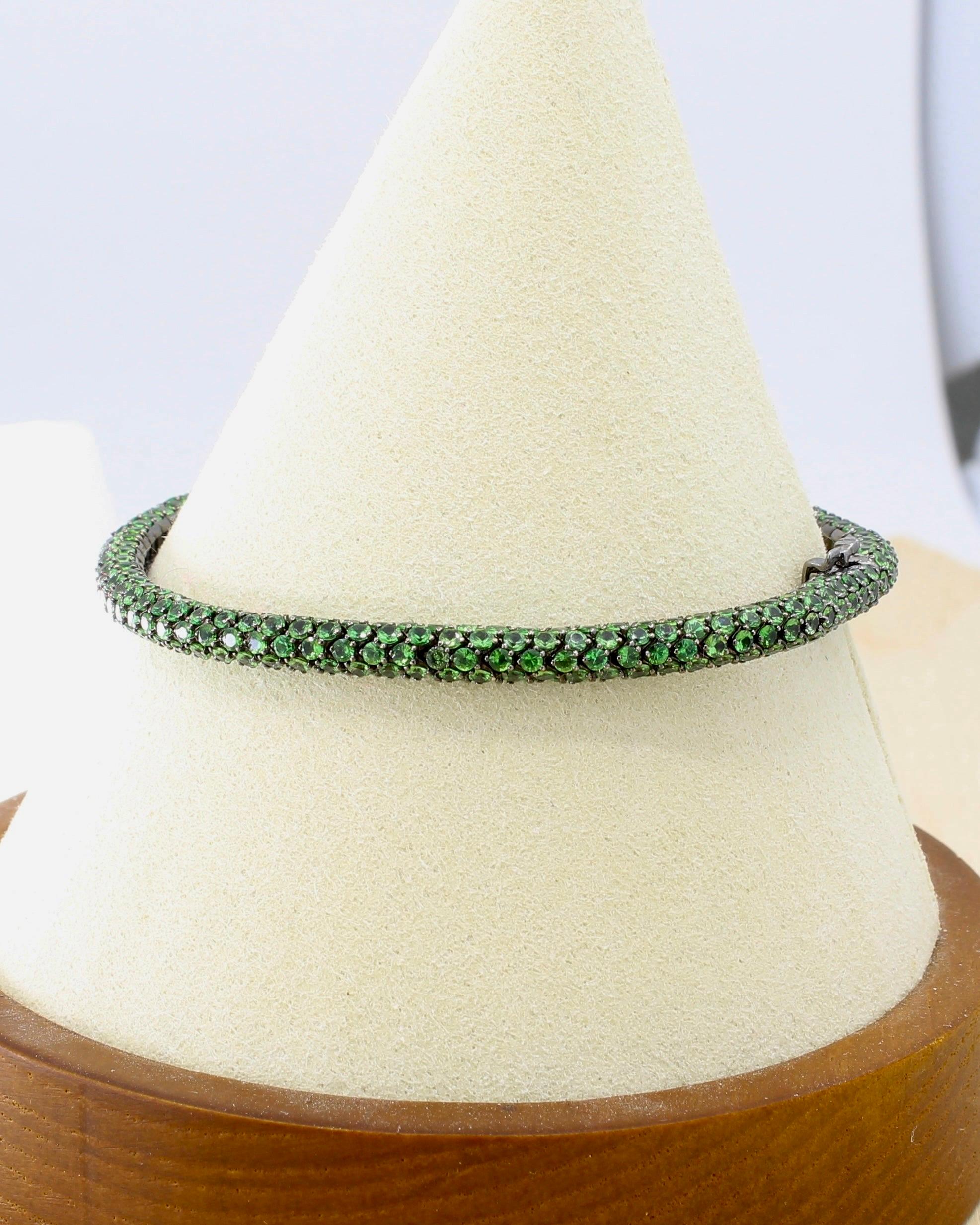 Tsavorite Tennis Bracelet By Martin Katz - 18K Black Gold 1