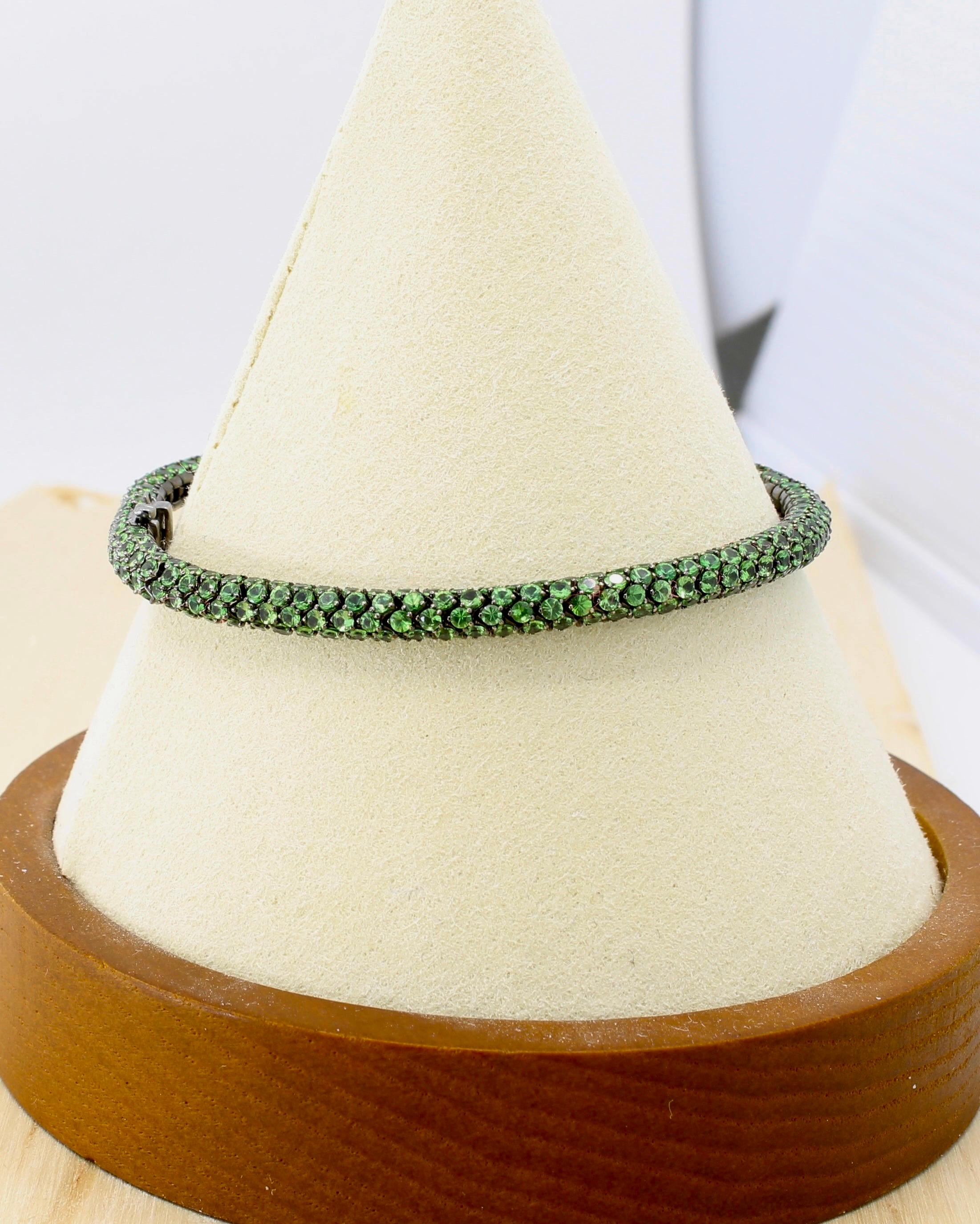 Tsavorite Tennis Bracelet By Martin Katz - 18K Black Gold 2