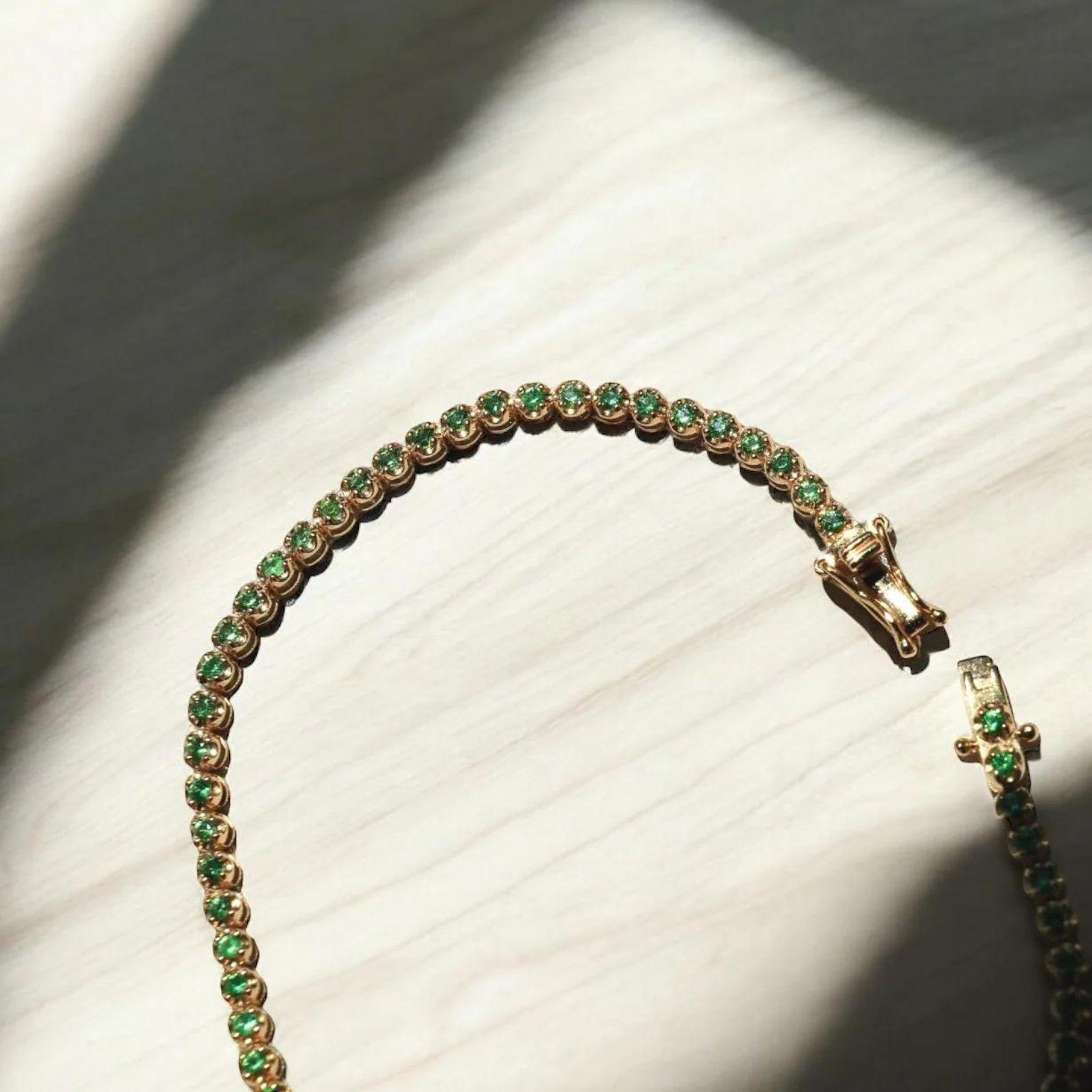 Taille ronde Bracelet tennis tsavorite en vente