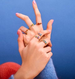 Tsavorite Topaz Diamond 18 Karat Rose Gold Ring