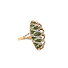 Sunita Nahata Tsavorite 2.64ct. Cocktail Ring in 14K Yellow Gold with Diamond.