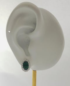 Tsavorite with Diamond Earrings set in 18K White Gold Settings