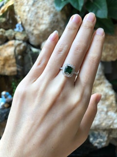 Tsavorite with Diamond Ring Set in 18 Karat White Gold Settings