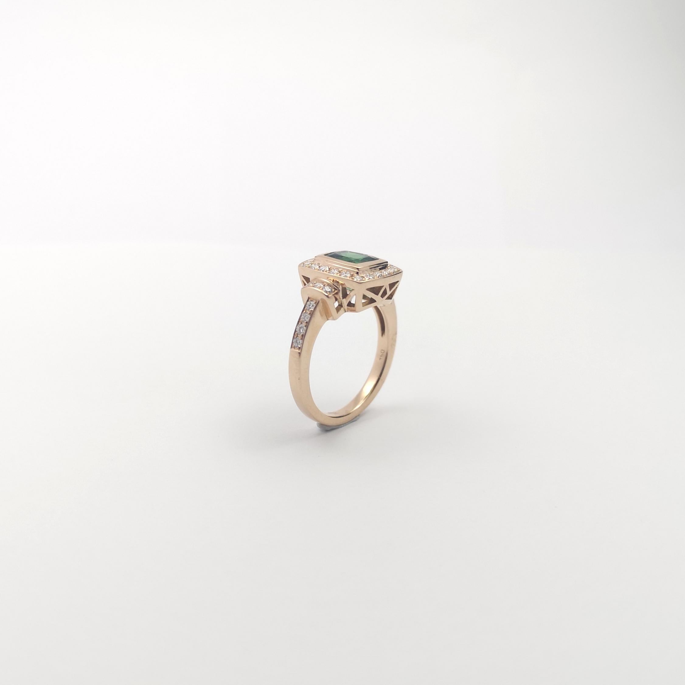 Anello con tsavorite e diamanti incastonati in oro rosa 18 carati in vendita 5