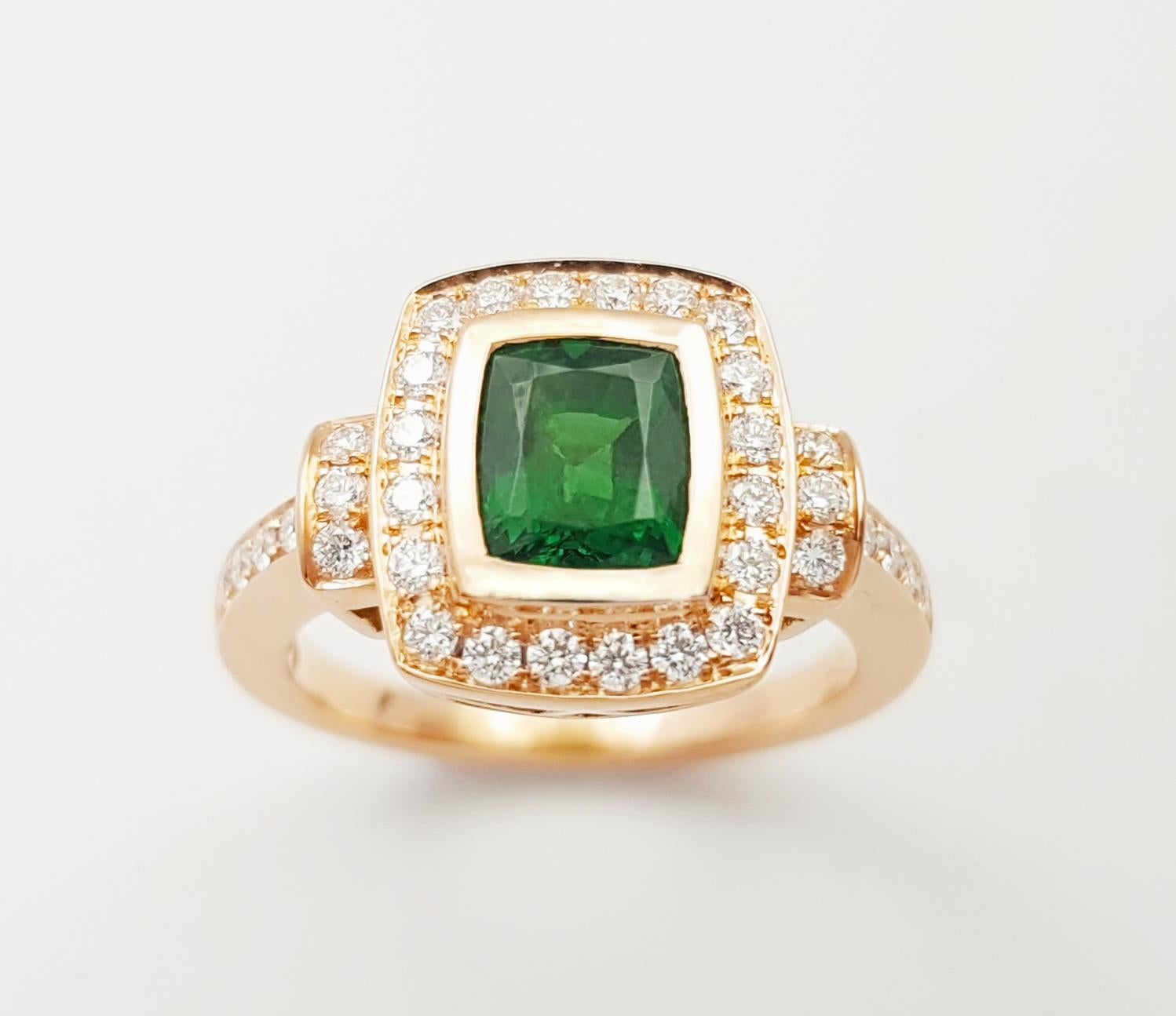 Anello con tsavorite e diamanti incastonati in oro rosa 18 carati in vendita 6