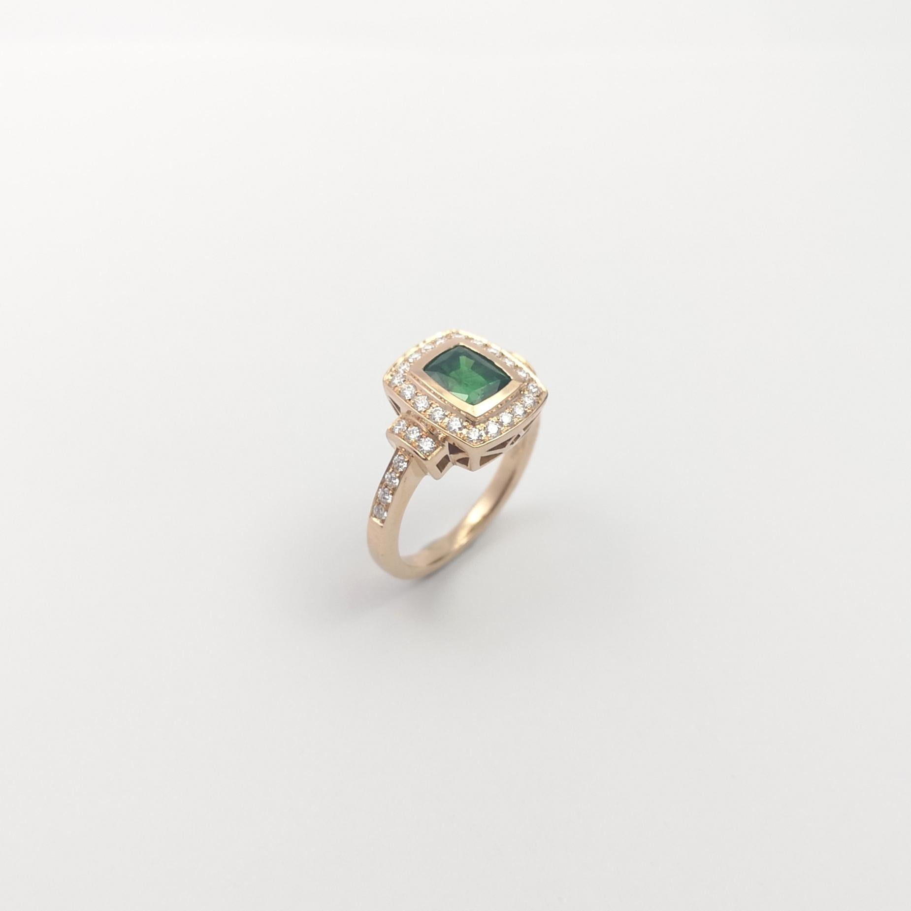 Anello con tsavorite e diamanti incastonati in oro rosa 18 carati in vendita 7