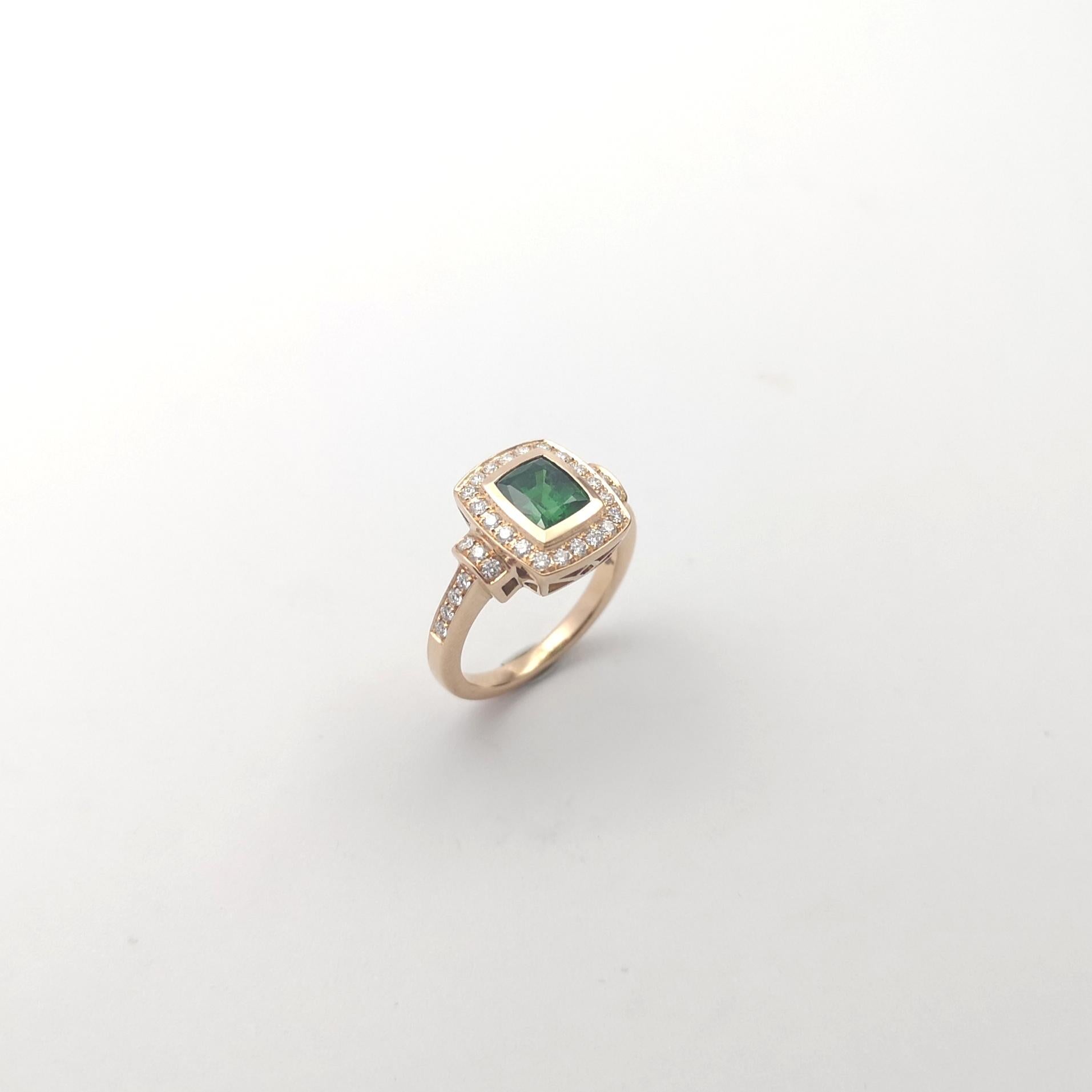 Anello con tsavorite e diamanti incastonati in oro rosa 18 carati in vendita 8
