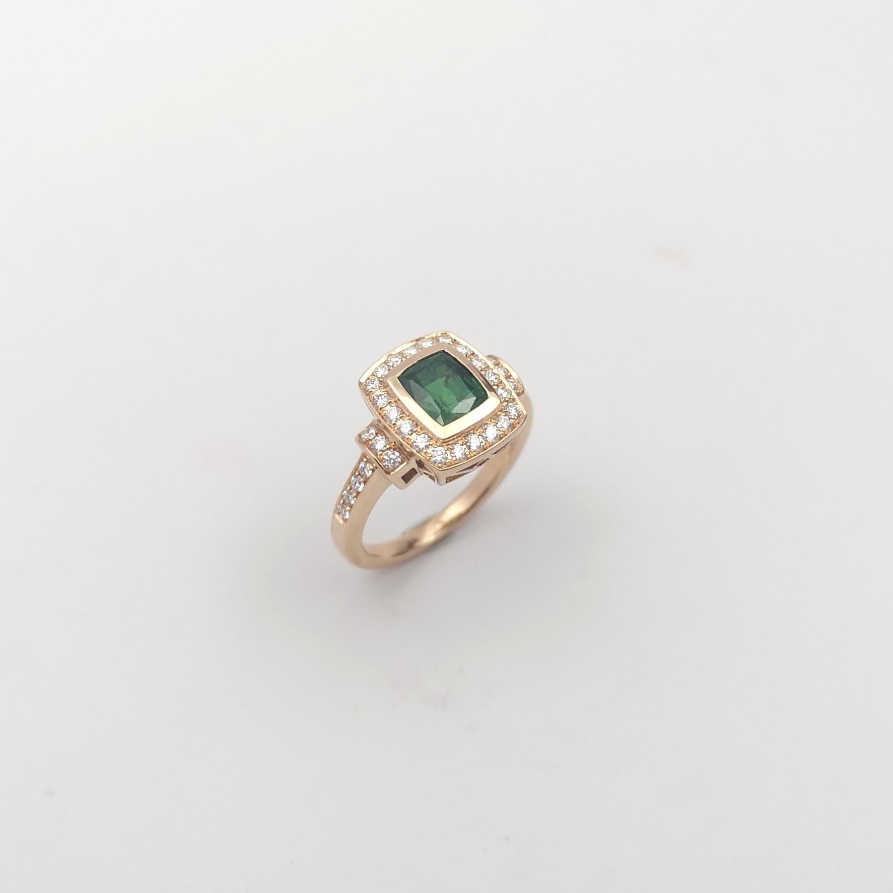 Anello con tsavorite e diamanti incastonati in oro rosa 18 carati in vendita 10