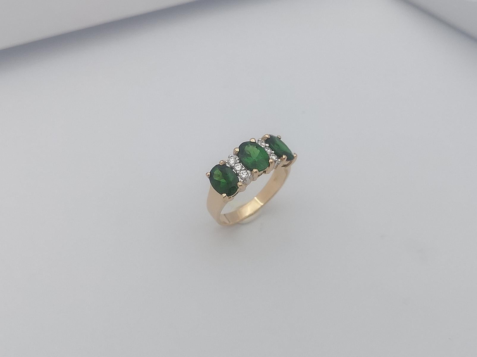 Tsavorite with Diamond Ring Set in 18 Karat Rose Gold Settings For Sale 6