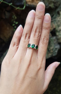 Tsavorite with Diamond Ring Set in 18 Karat Rose Gold Settings