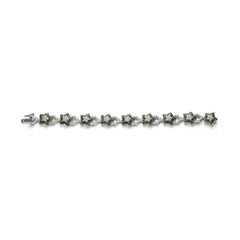 Tsavorites and Diamonds Flower Bracelet
