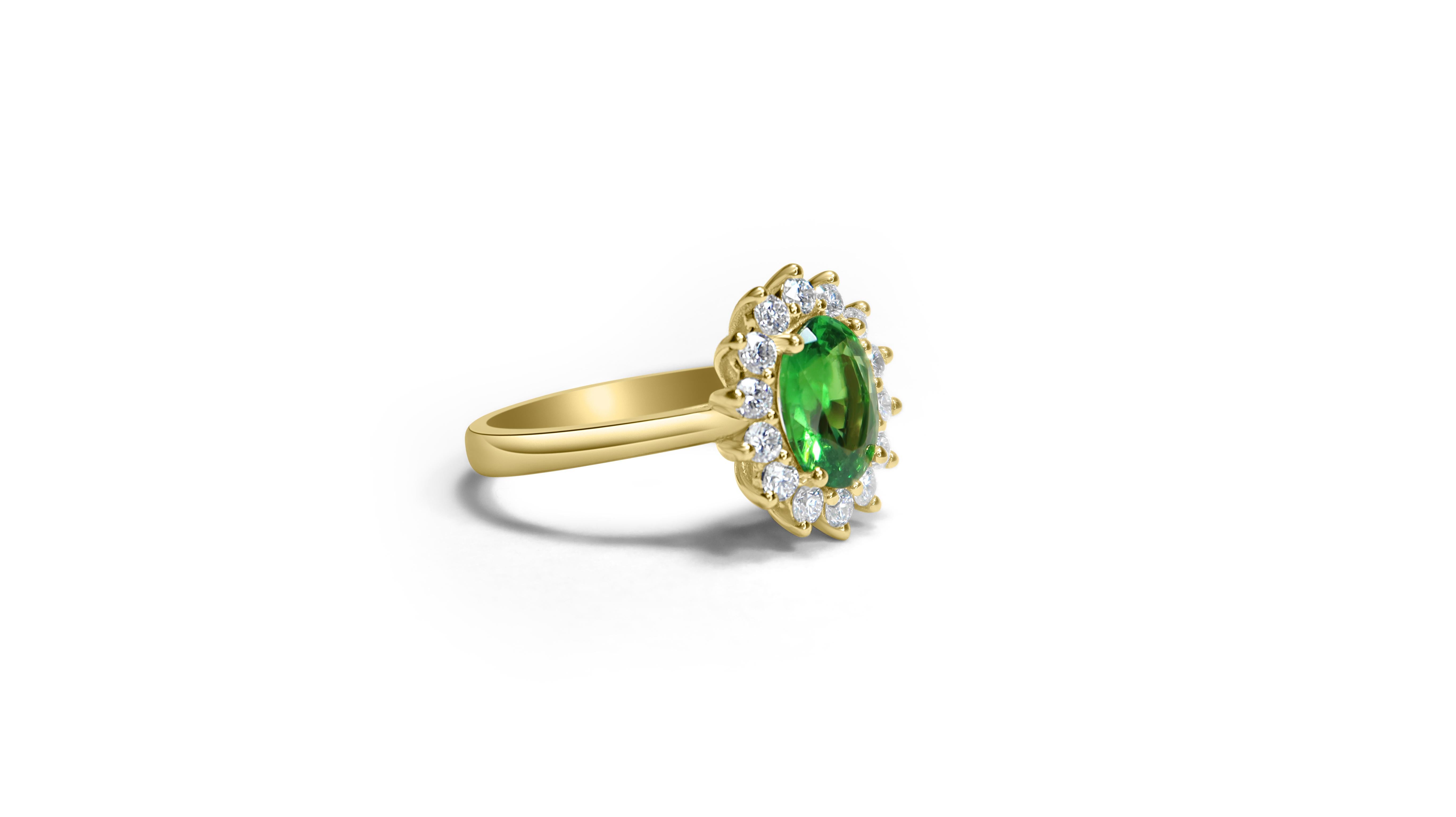 Oval Cut Tsavourite Diamond Halo Ring
