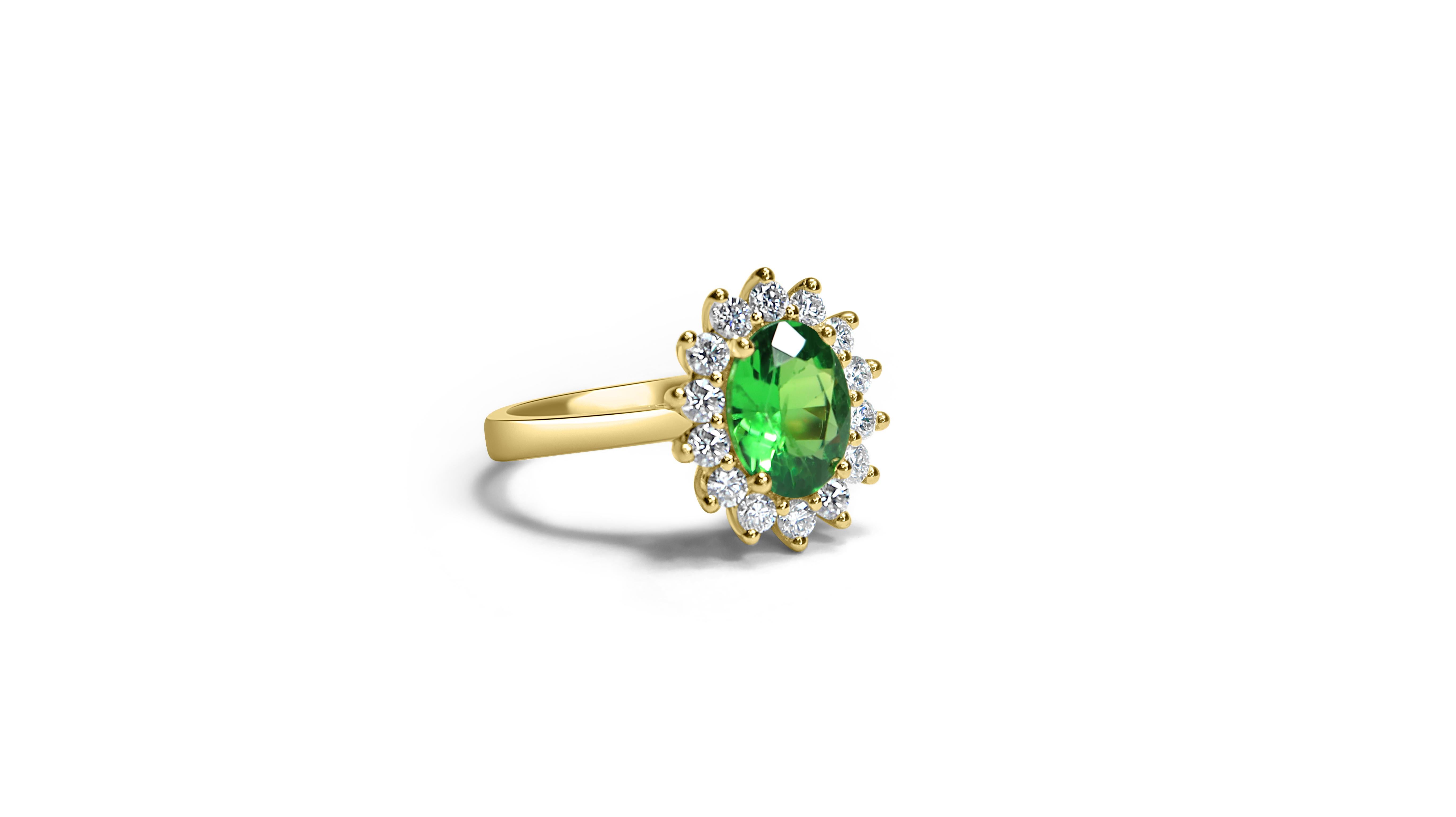 Women's or Men's Tsavourite Diamond Halo Ring