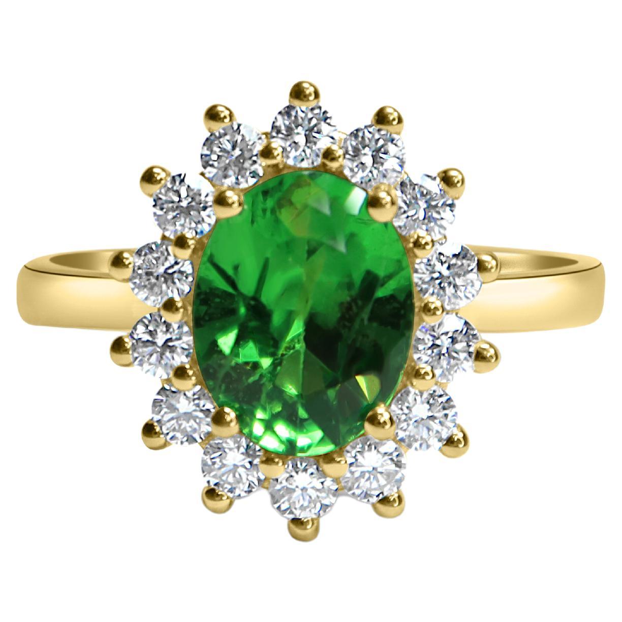Tsavourite Diamond Halo Ring