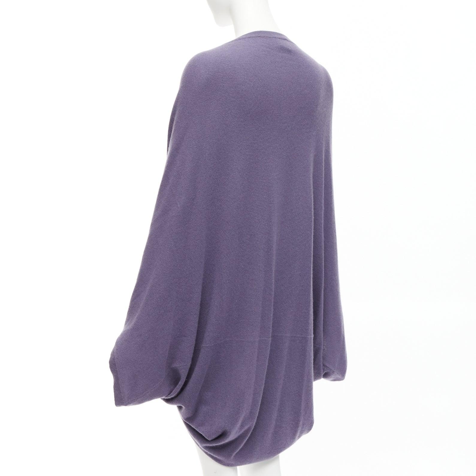 TSE 100% pure cashmere purple low cut batwing shawl cardigan For Sale 1