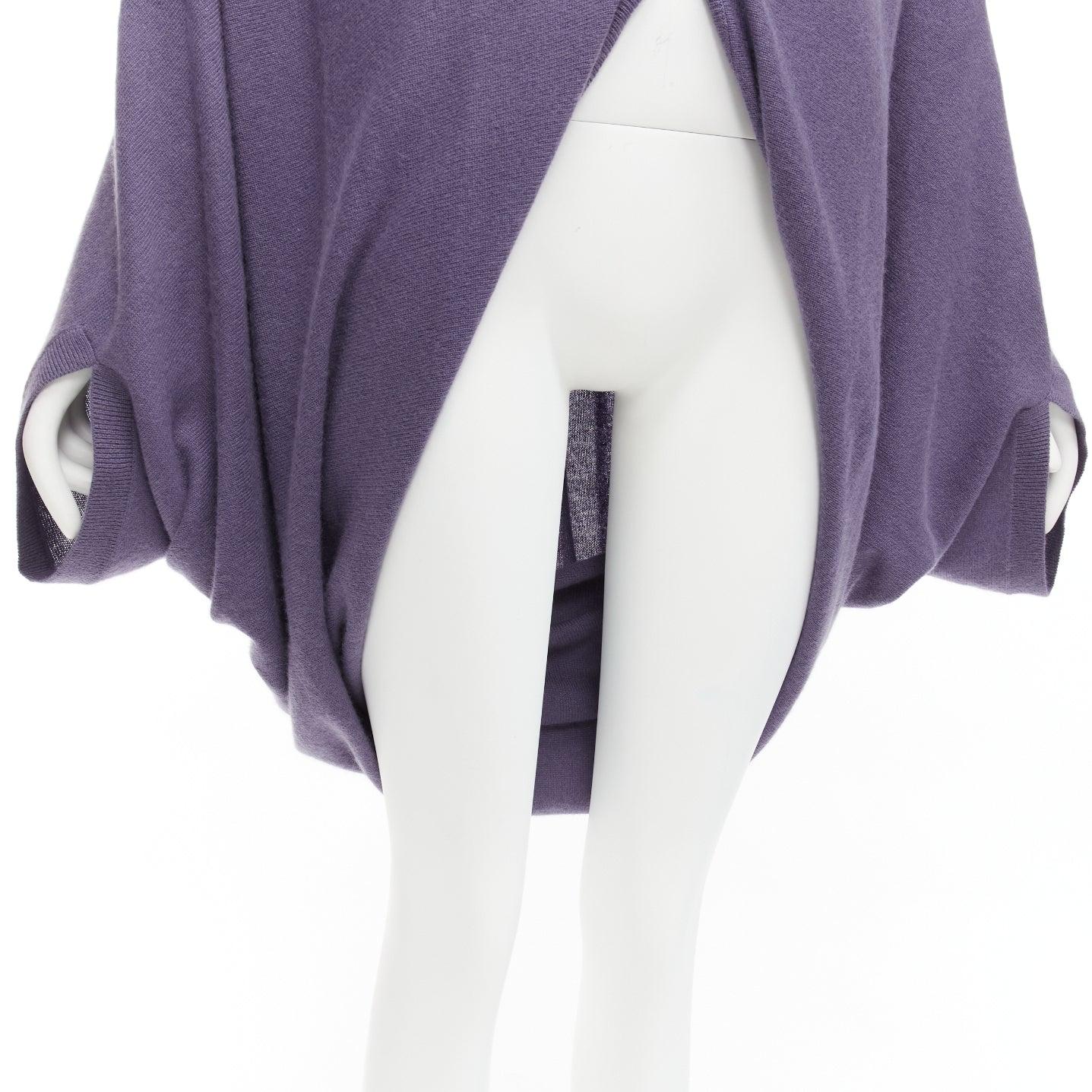 TSE 100% pure cashmere purple low cut batwing shawl cardigan For Sale 3