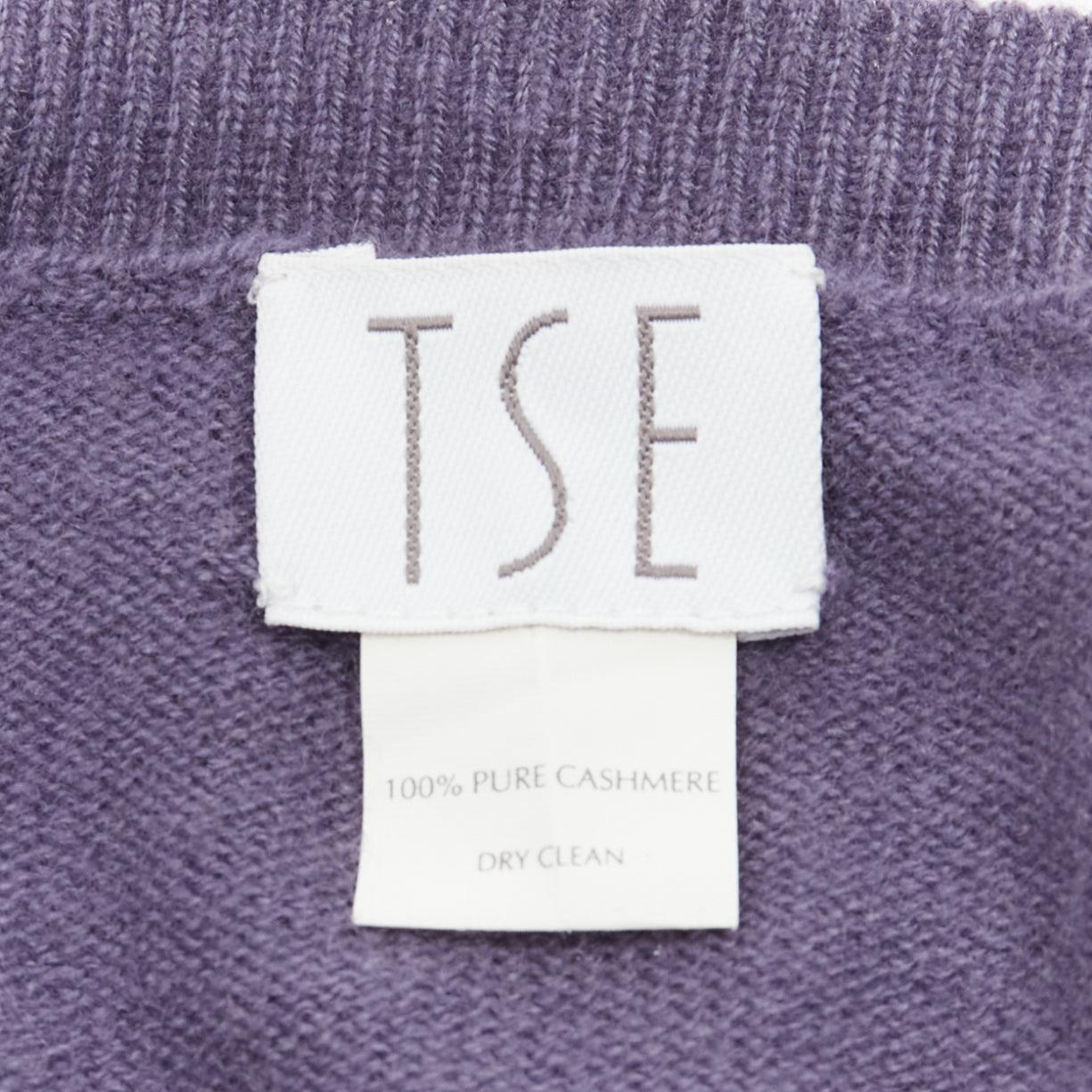 TSE 100% pure cashmere purple low cut batwing shawl cardigan For Sale 4