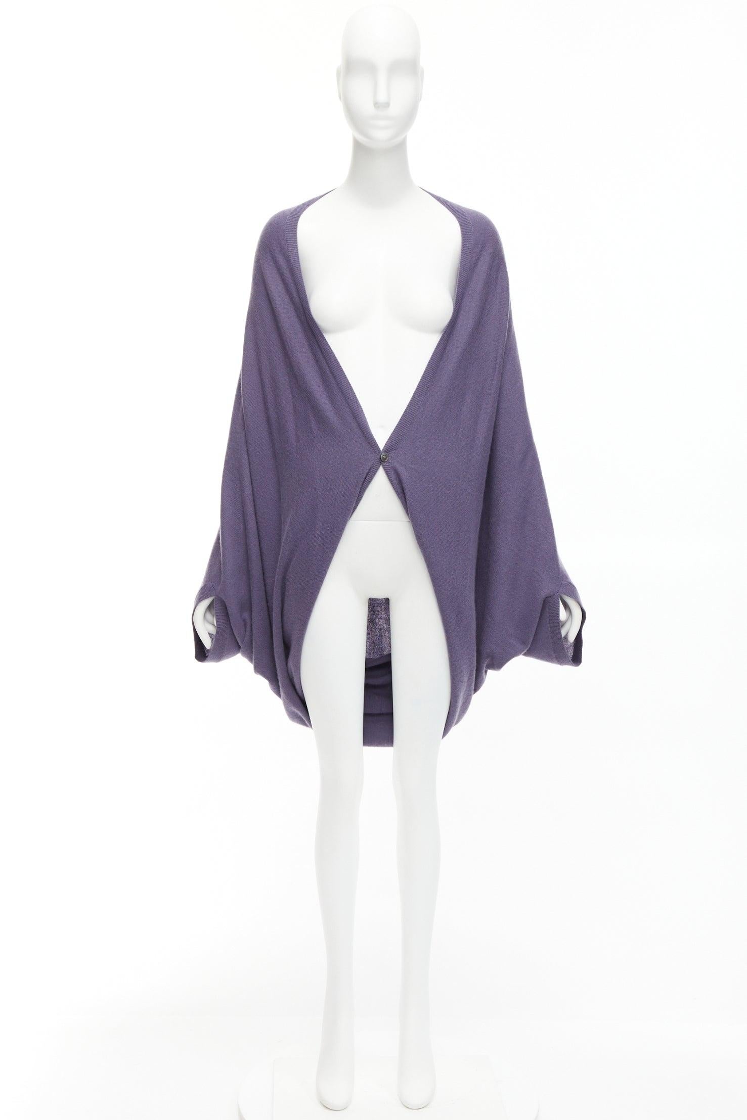 TSE 100% pure cashmere purple low cut batwing shawl cardigan For Sale 5