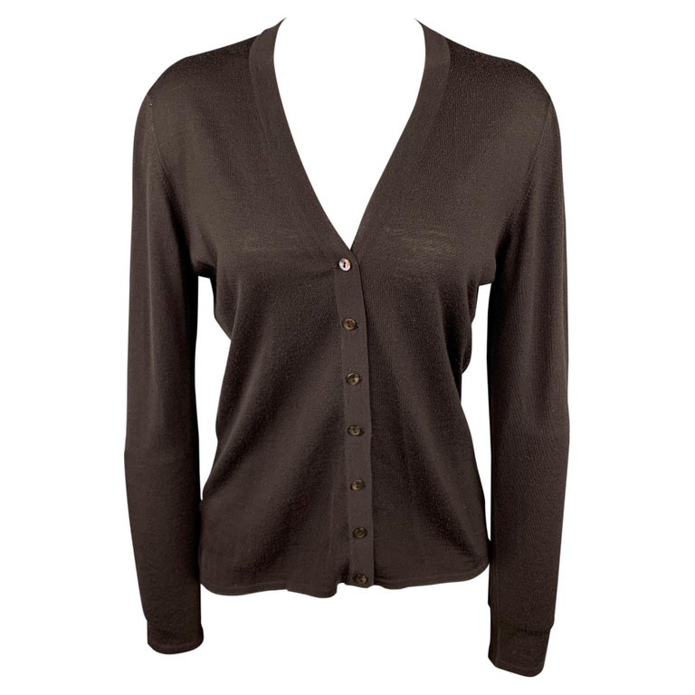 TSE Size L Brown Knitted Wool Buttoned Cardigan For Sale at 1stDibs