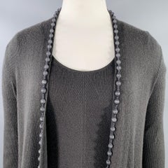 TSE Size L Grey Slate Cashmere Rib Knit Open Front Cardigan Dress Set