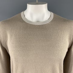 TSE Size L Oatmeal & Grey Knit Cashmere / Silk Thermal Textured Pullover