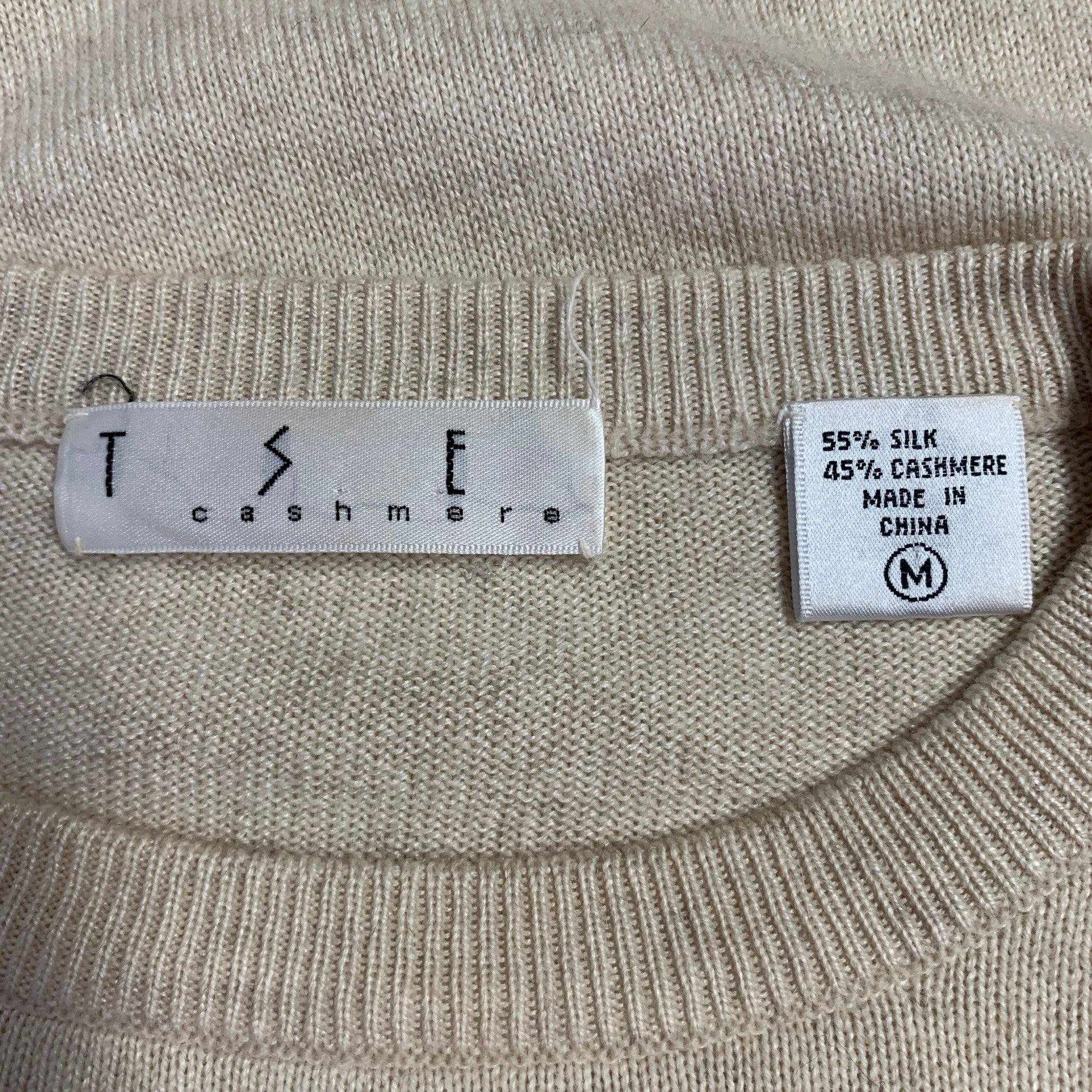 TSE taglia M Beige Oatmeal Cashmere Silk Pullover a manica corta in vendita 1