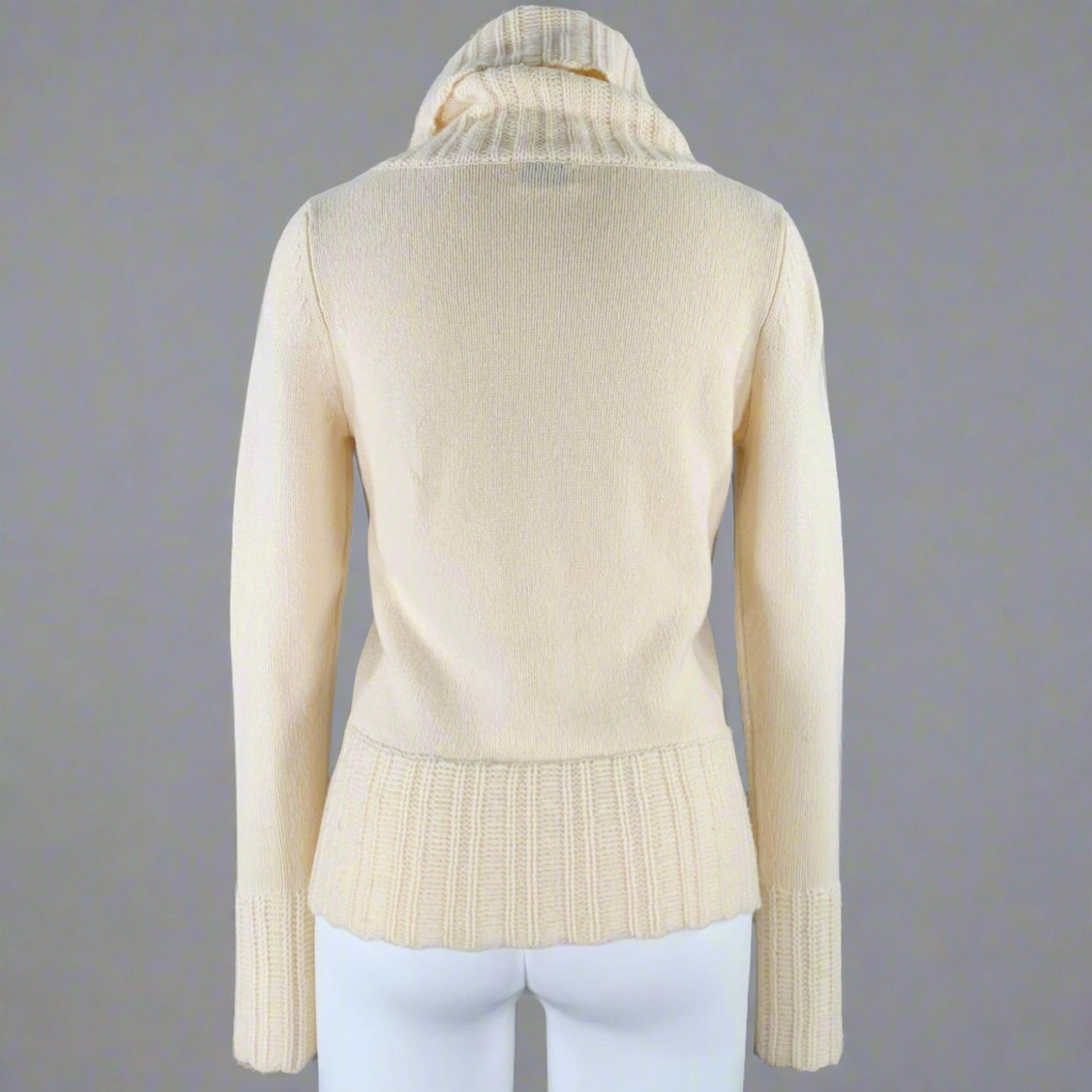 Women's TSE Size M Cream Cashmere Knit Cowl Neck Sweater