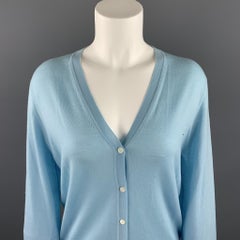 TSE Größe M Hellblaue gestrickte Wolle Strickjacke mit Knöpfen